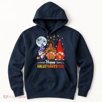 Halloween Thanksgiving Christmas Happy HalloThanksMas Gnomes Hoodie thumb 0
