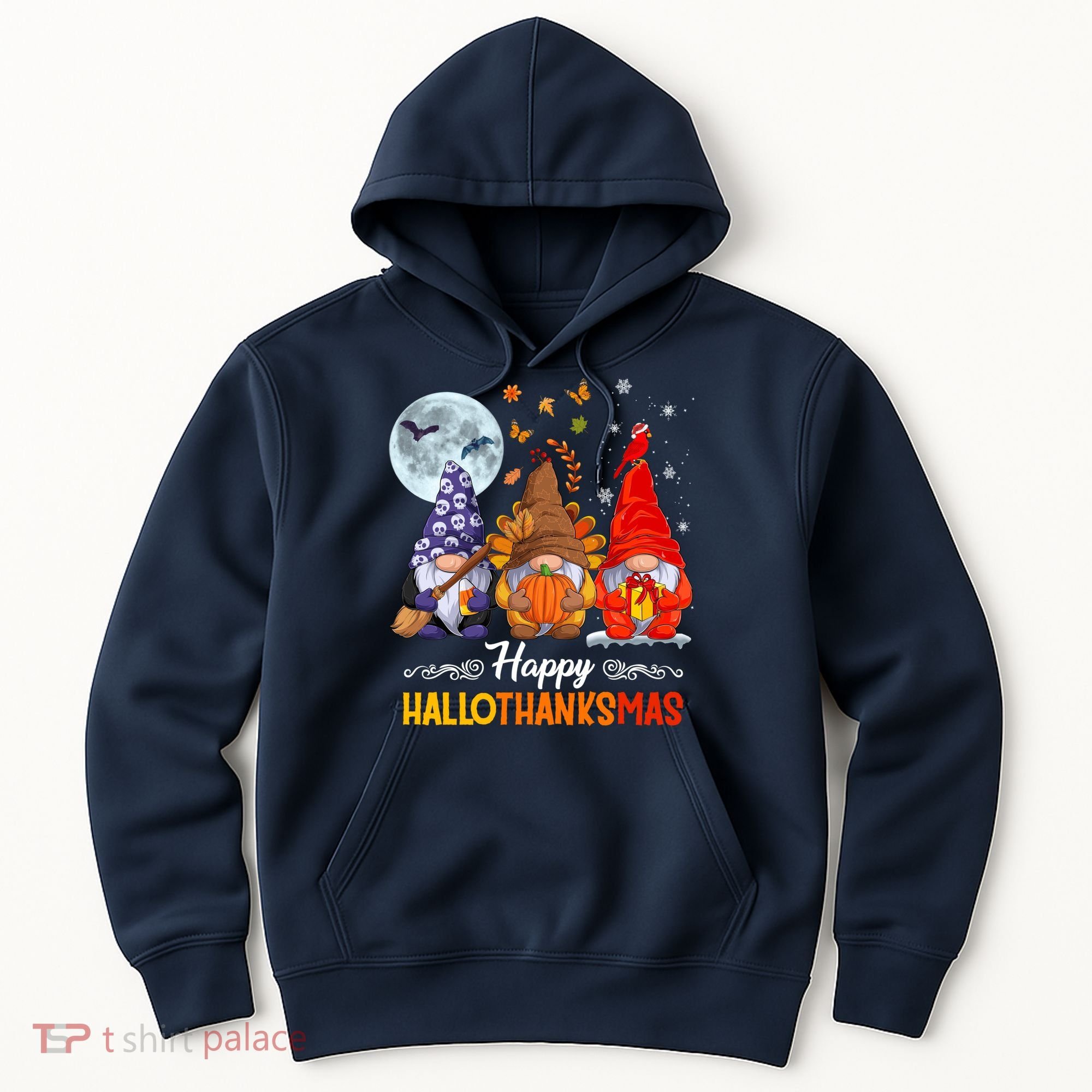 Halloween Thanksgiving Christmas Happy HalloThanksMas Gnomes Hoodie