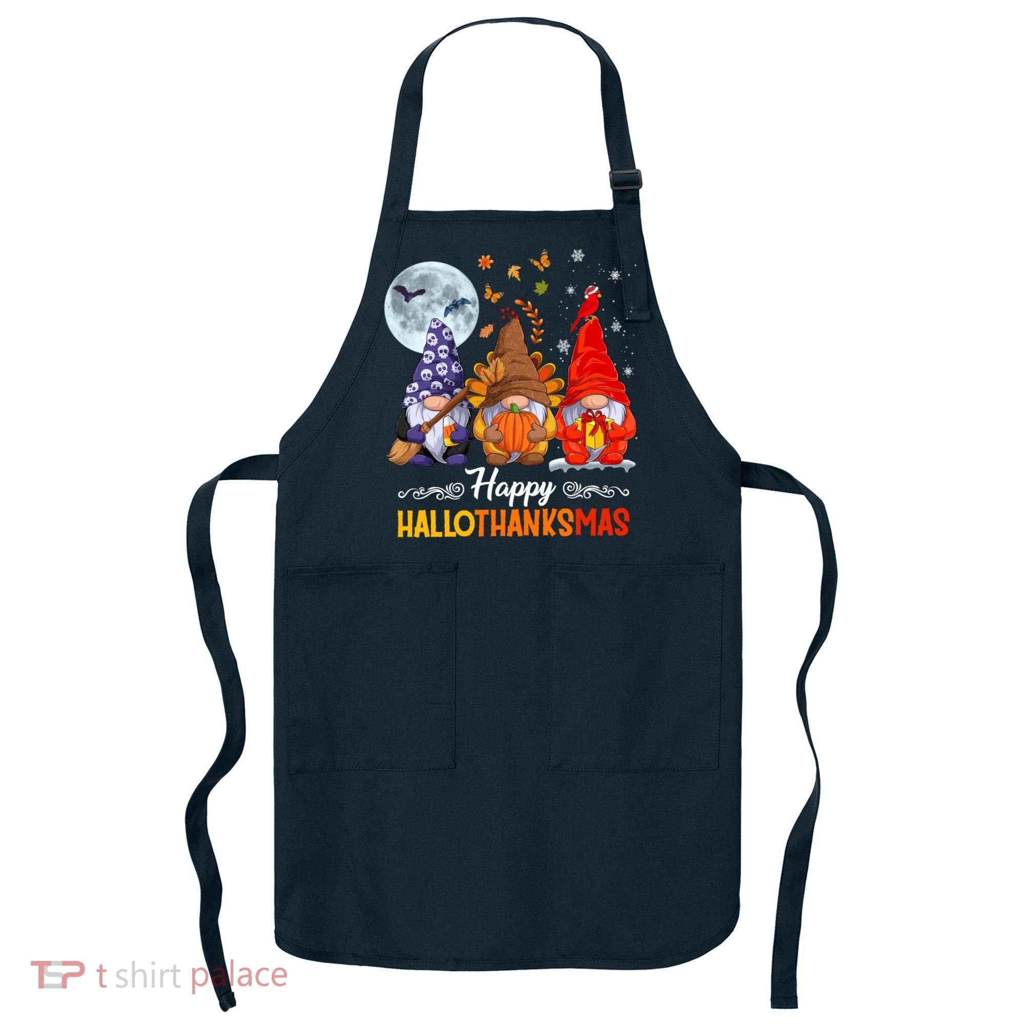 Halloween Thanksgiving Christmas Happy HalloThanksMas Gnomes Apron