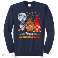 Halloween Thanksgiving Christmas Happy HalloThanksMas Gnomes Sweatshirt thumb 0