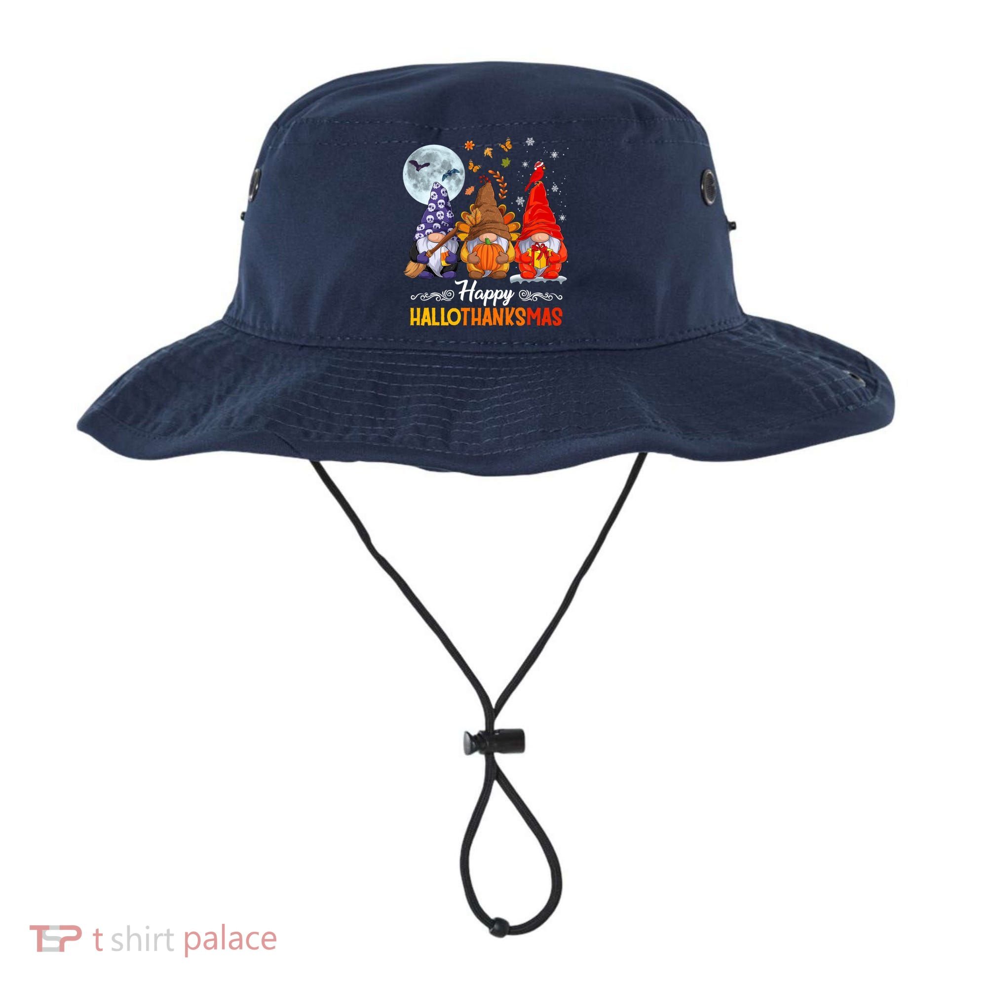 Halloween Thanksgiving Christmas Happy HalloThanksMas Gnomes Bucket Hat