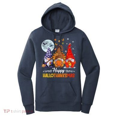 Halloween Thanksgiving Christmas Happy HalloThanksMas Gnomes Women's Hoodie