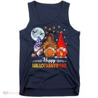 Halloween Thanksgiving Christmas Happy HalloThanksMas Gnomes Tank Top thumb 0