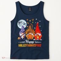 Halloween Thanksgiving Christmas Happy HalloThanksMas Gnomes Tank Top thumb 2