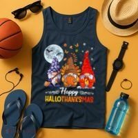 Halloween Thanksgiving Christmas Happy HalloThanksMas Gnomes Tank Top thumb 4