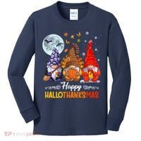 Halloween Thanksgiving Christmas Happy HalloThanksMas Gnomes Kids Long Sleeve Shirt thumb 0