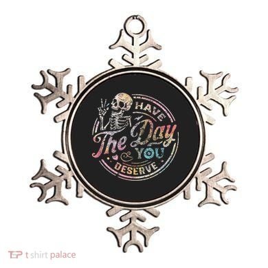 Have The Day You Deserve Peace Sign Skeleton Ornament