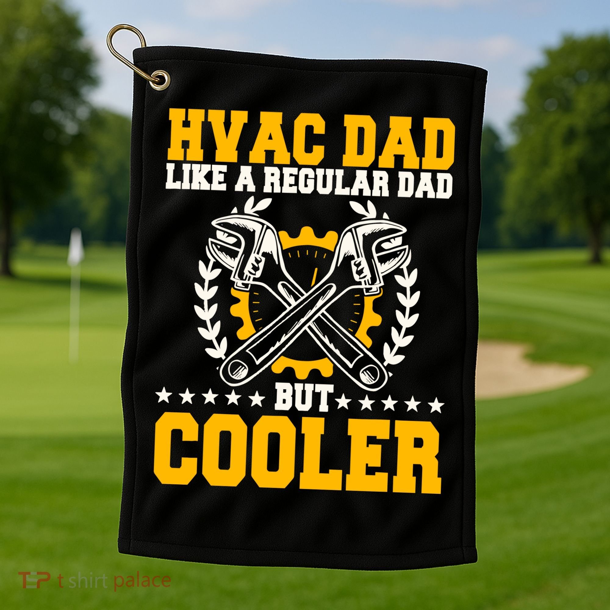 Hvac Technician Dad Mechanic Work Tech Service FatherS Day Golf Towel