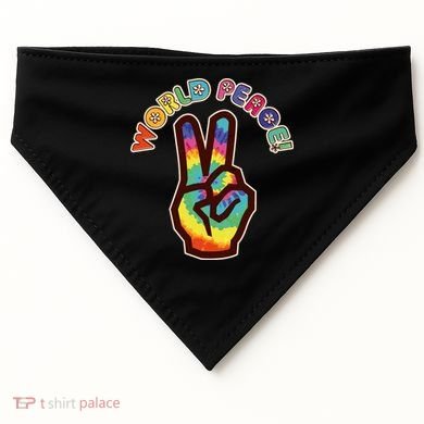 Hippy Tie Dye World Peace USA-Made Doggie Bandana