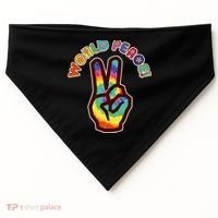 Hippy Tie Dye World Peace USA-Made Doggie Bandana thumb 0