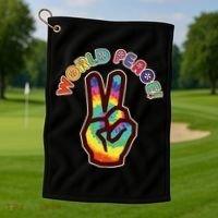 Hippy Tie Dye World Peace Golf Towel thumb 1