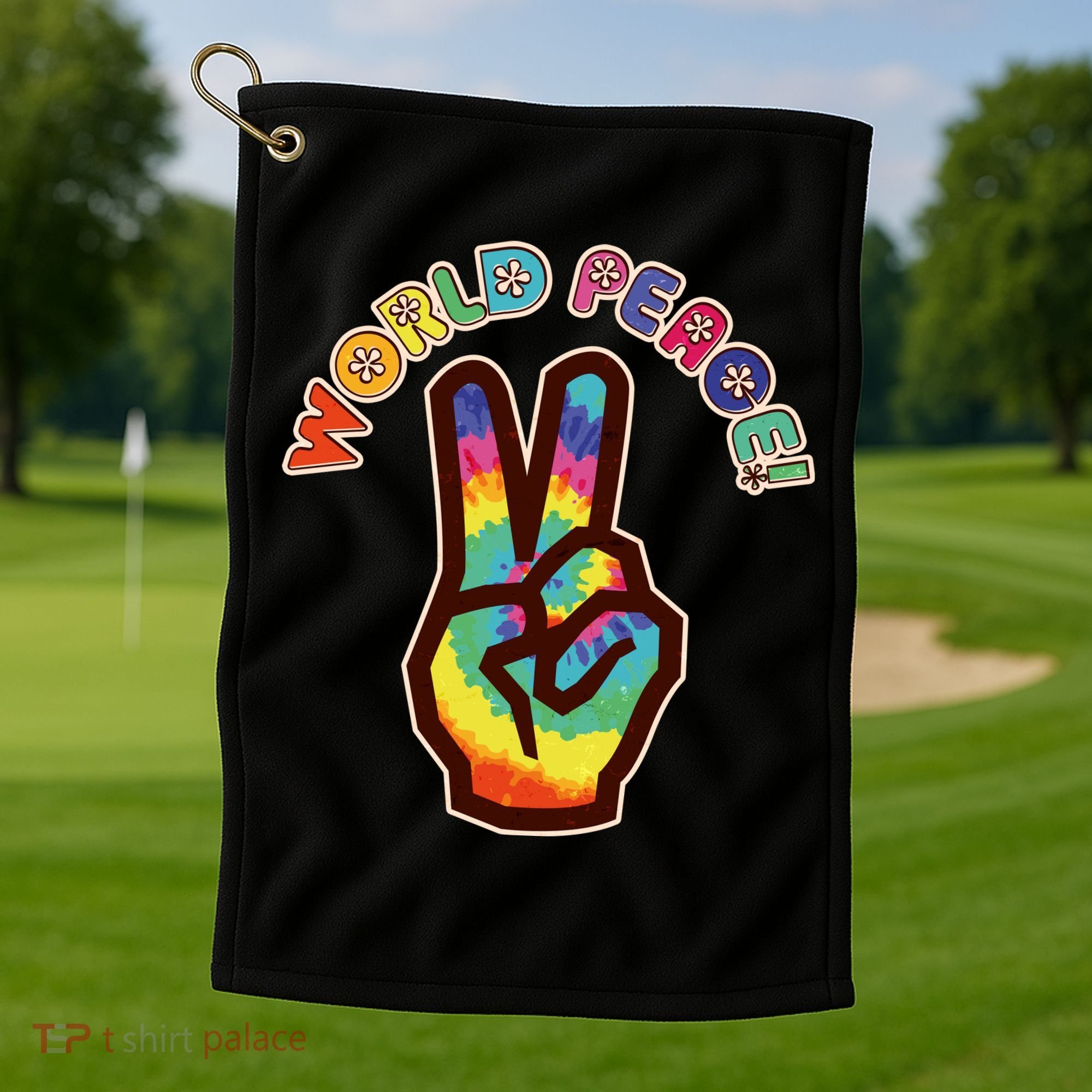 Hippy Tie Dye World Peace Golf Towel