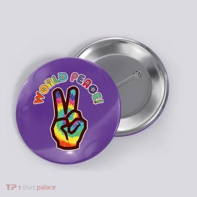 Hippy Tie Dye World Peace Button