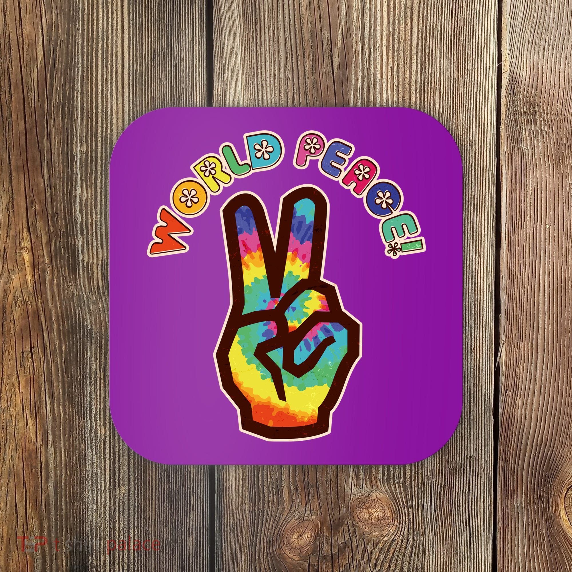 Hippy Tie Dye World Peace Coaster