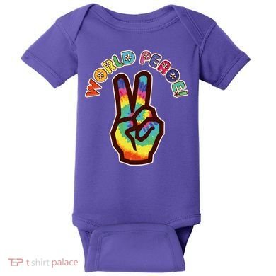 Hippy Tie Dye World Peace Baby Bodysuit
