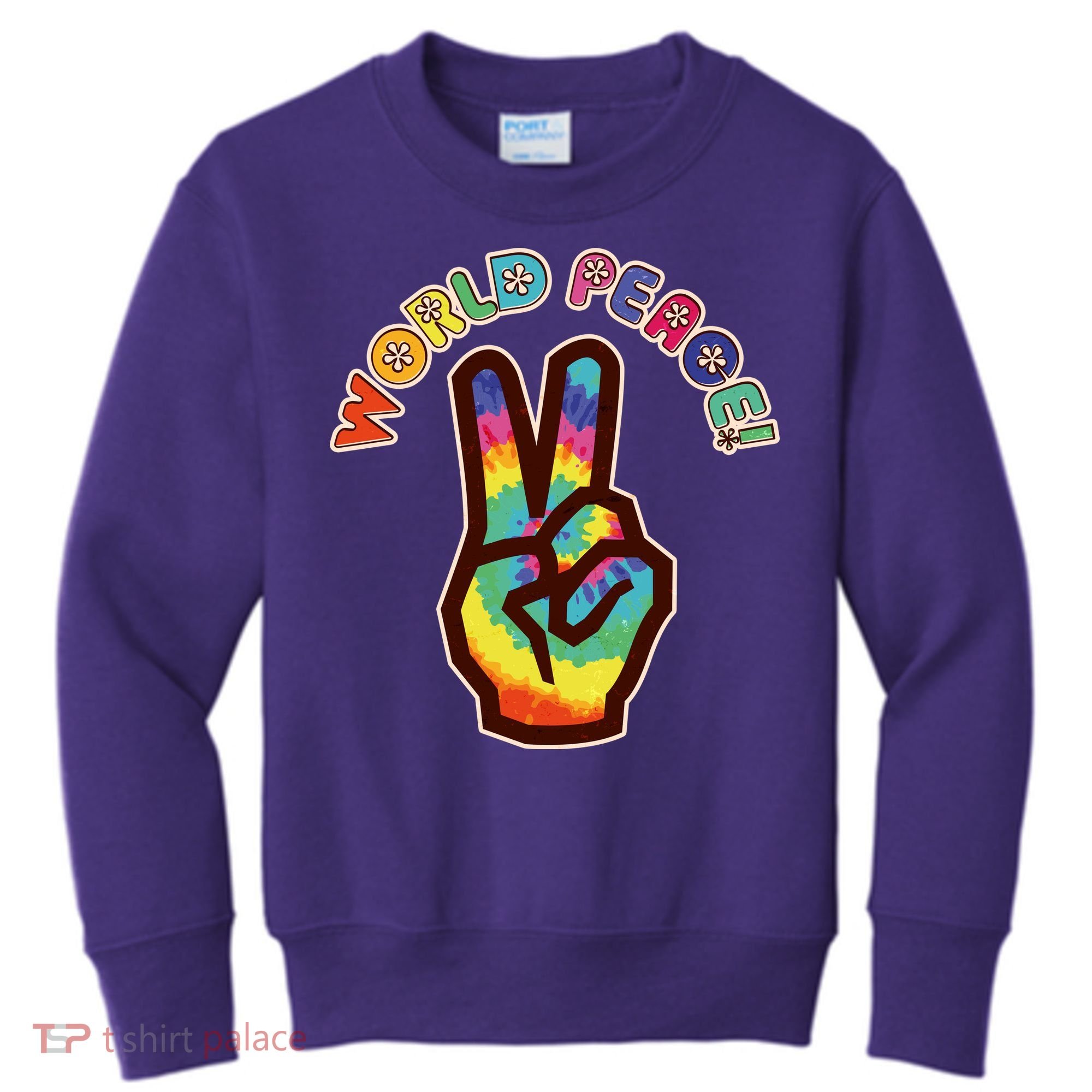 Hippy Tie Dye World Peace Kids Sweatshirt