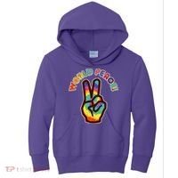 Hippy Tie Dye World Peace Kids Hoodie thumb 0