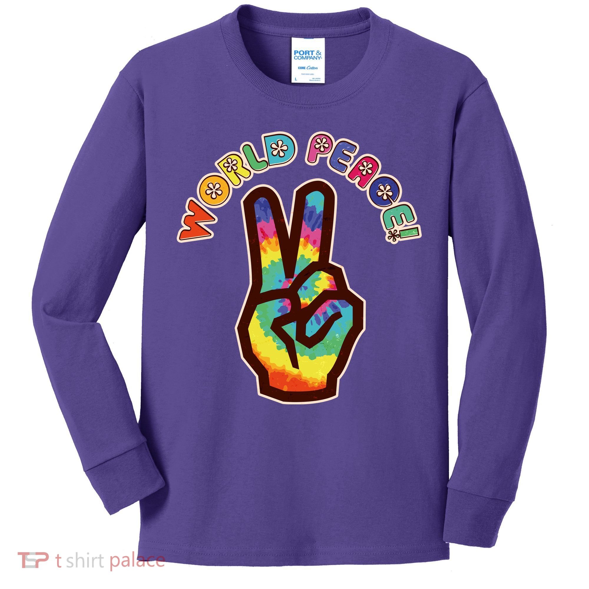 Hippy Tie Dye World Peace Kids Long Sleeve Shirt