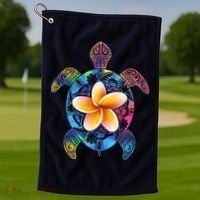 Hawaiian Tie Dye Sea Turtle Golf Towel thumb 1