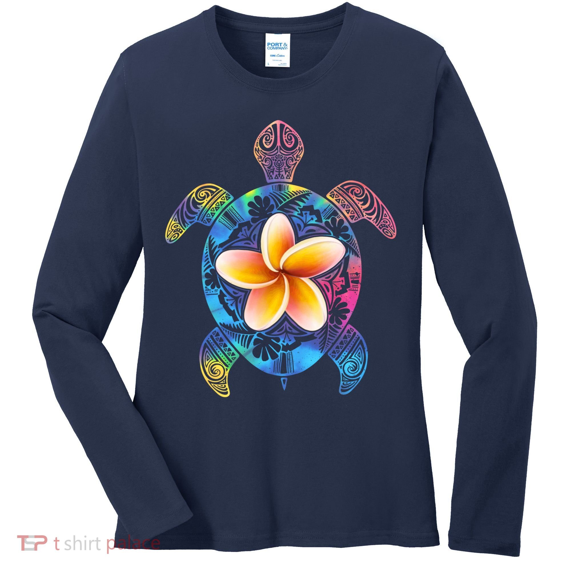 Hawaiian Tie Dye Sea Turtle Women's Long Sleeve Shirt