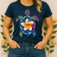 Hawaiian Tie Dye Sea Turtle Women's T-Shirt thumb 2