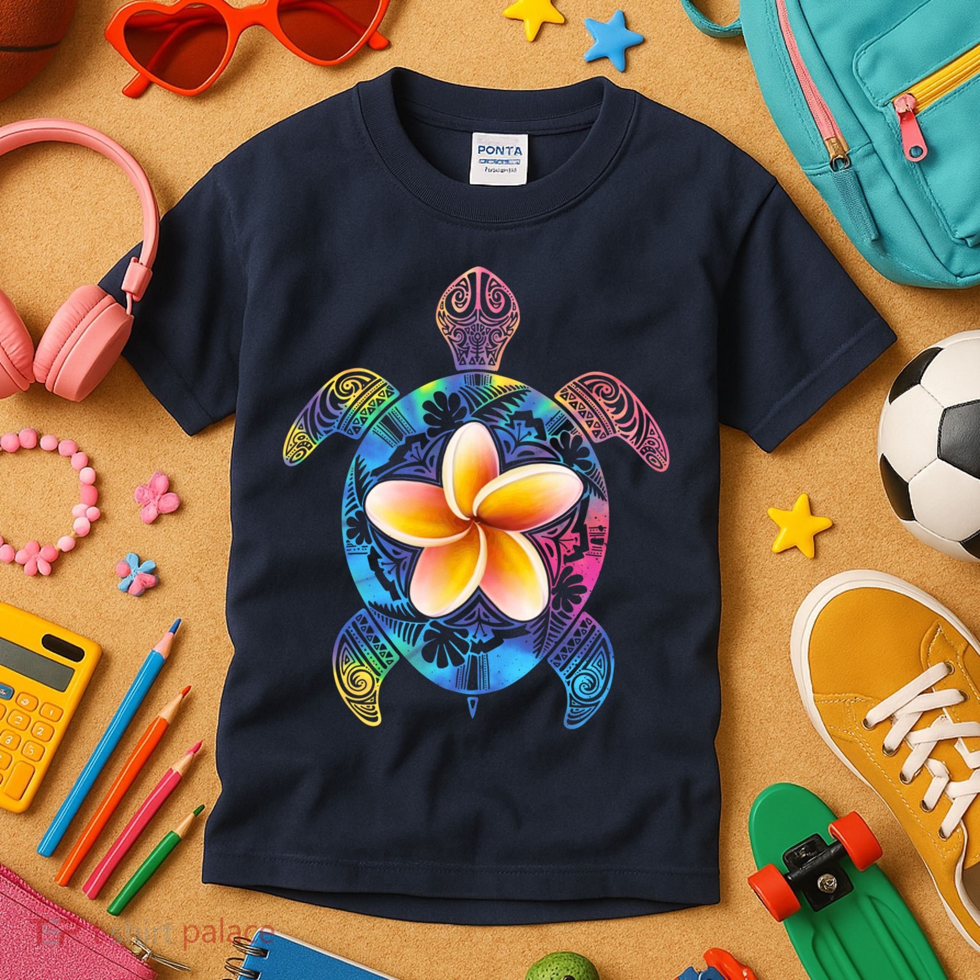 Hawaiian Tie Dye Sea Turtle Kids T-Shirt