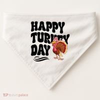 Happy Turkey Day Thanksgiving Holiday USA-Made Doggie Bandana thumb 0
