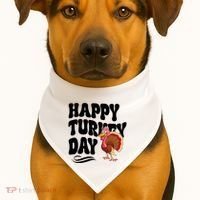 Happy Turkey Day Thanksgiving Holiday USA-Made Doggie Bandana thumb 1