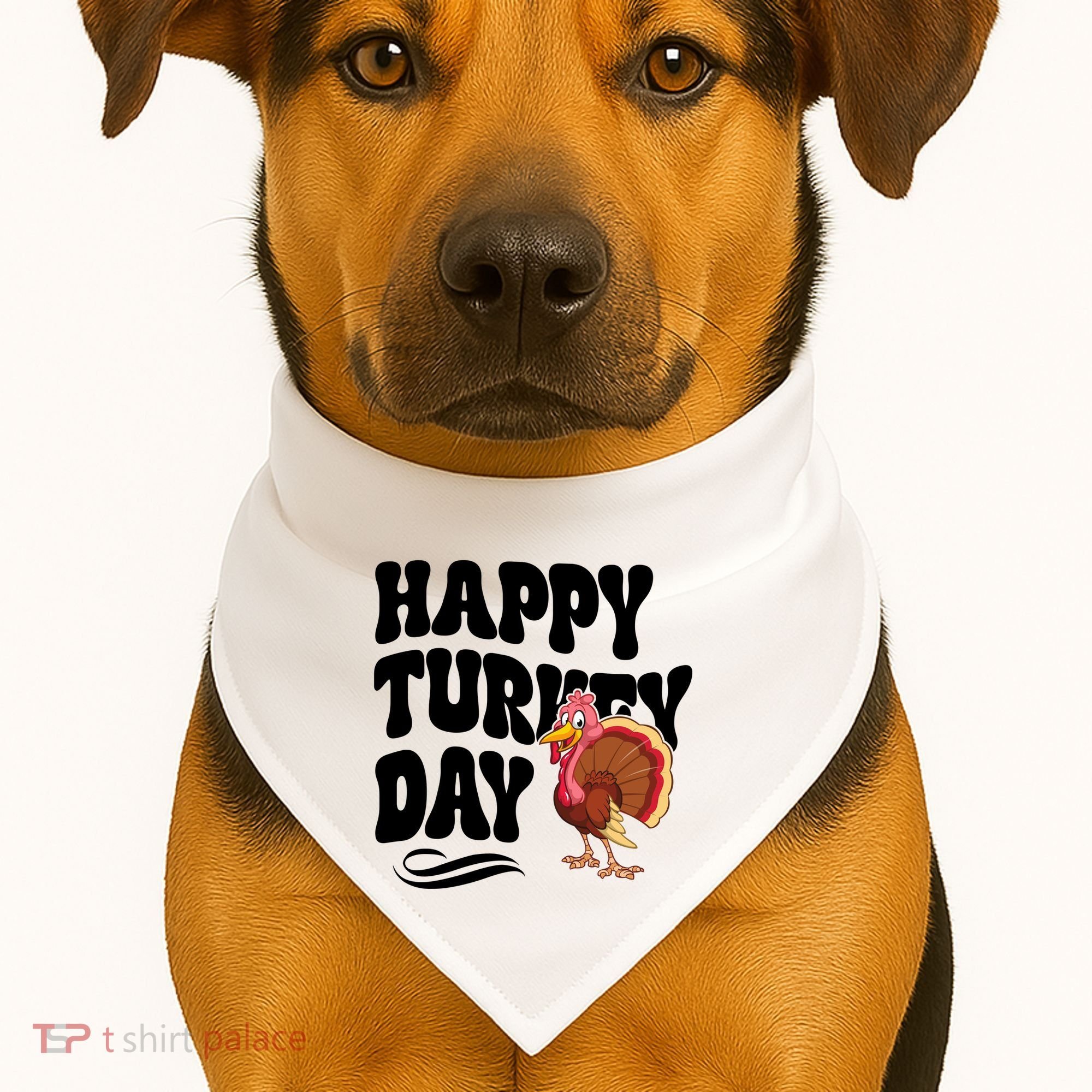 Happy Turkey Day Thanksgiving Holiday USA-Made Doggie Bandana