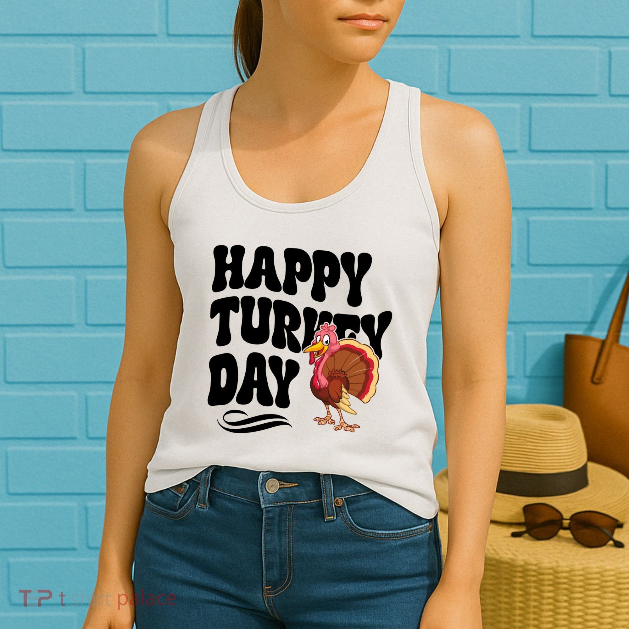 Happy Turkey Day Thanksgiving Holiday Women's Tank Top