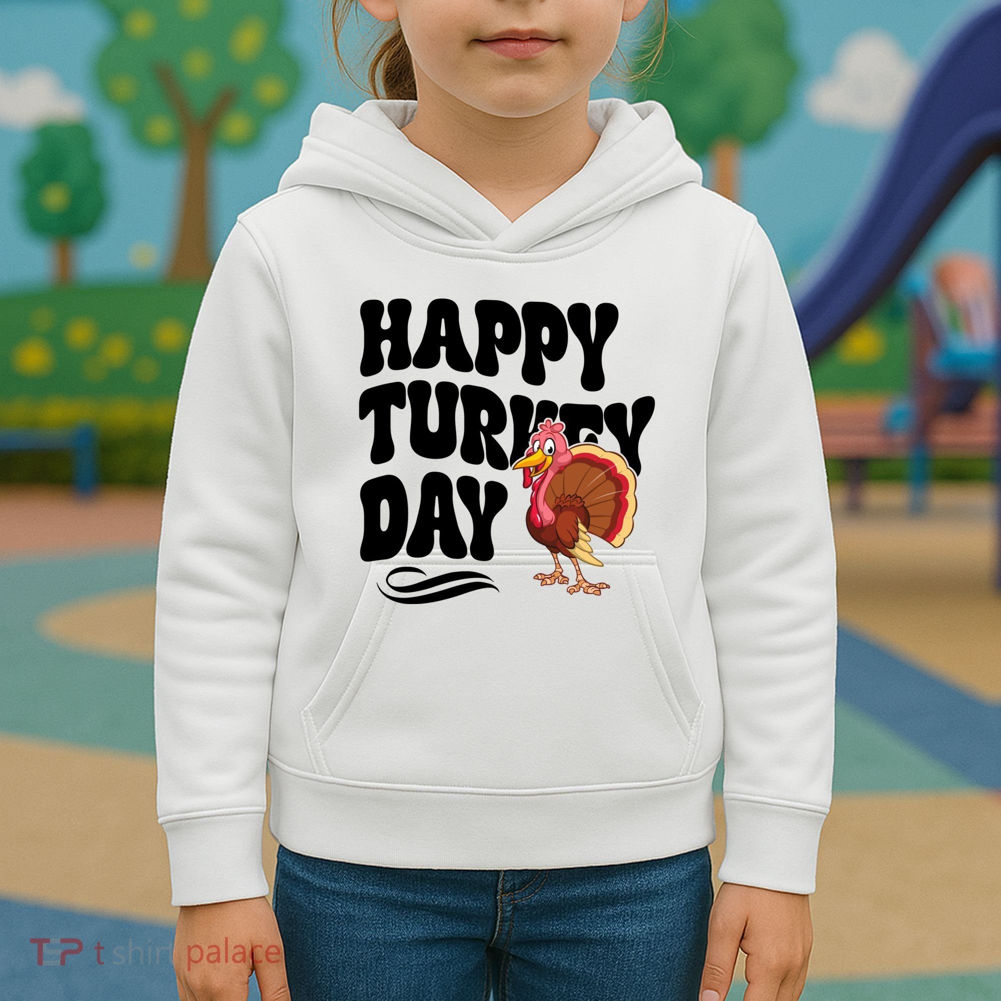 Happy Turkey Day Thanksgiving Holiday Kids Hoodie