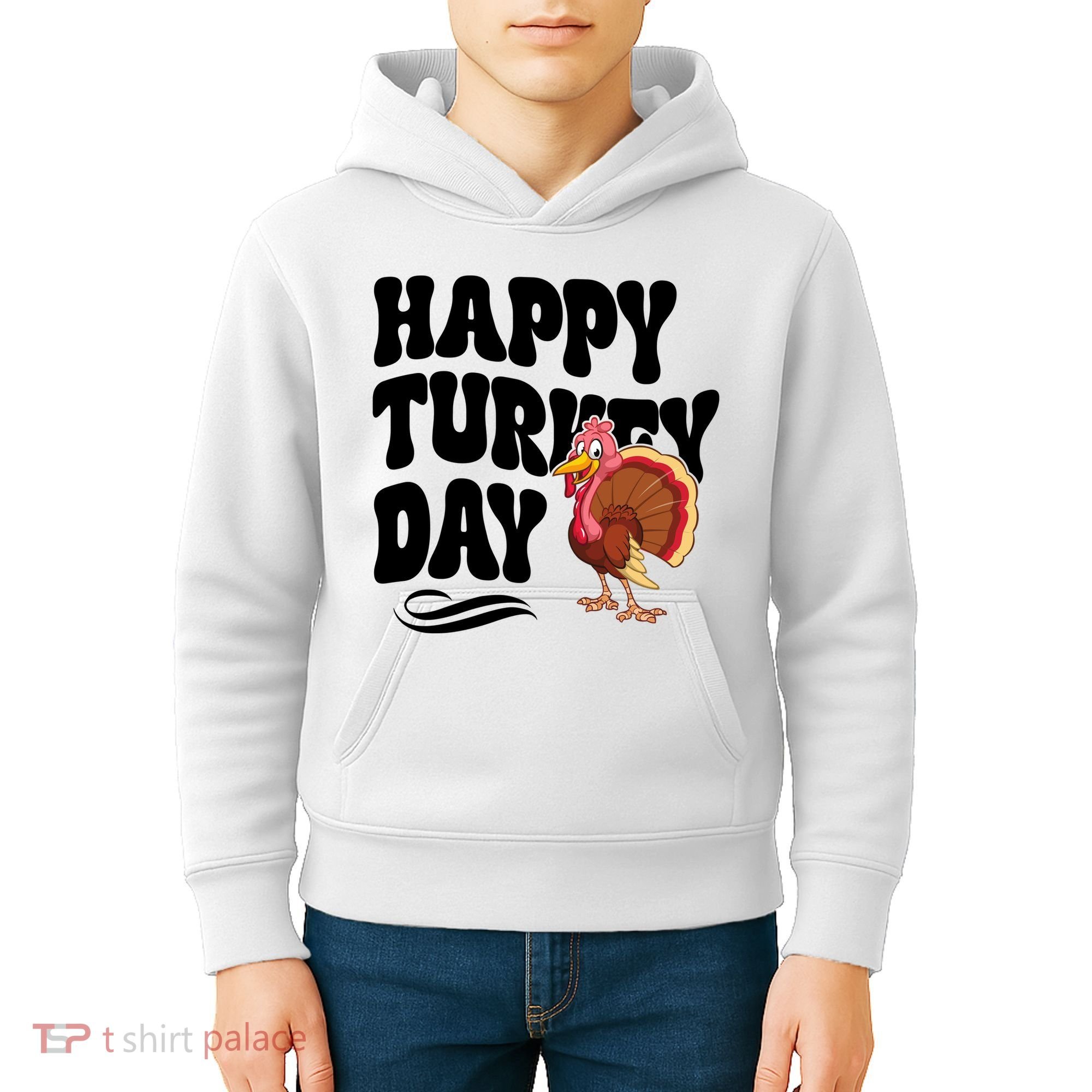 Happy Turkey Day Thanksgiving Holiday Kids Hoodie
