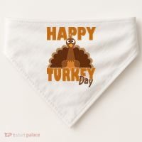 Happy Turkey Day Thanksgiving Holiday USA-Made Doggie Bandana thumb 0