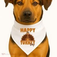 Happy Turkey Day Thanksgiving Holiday USA-Made Doggie Bandana thumb 1