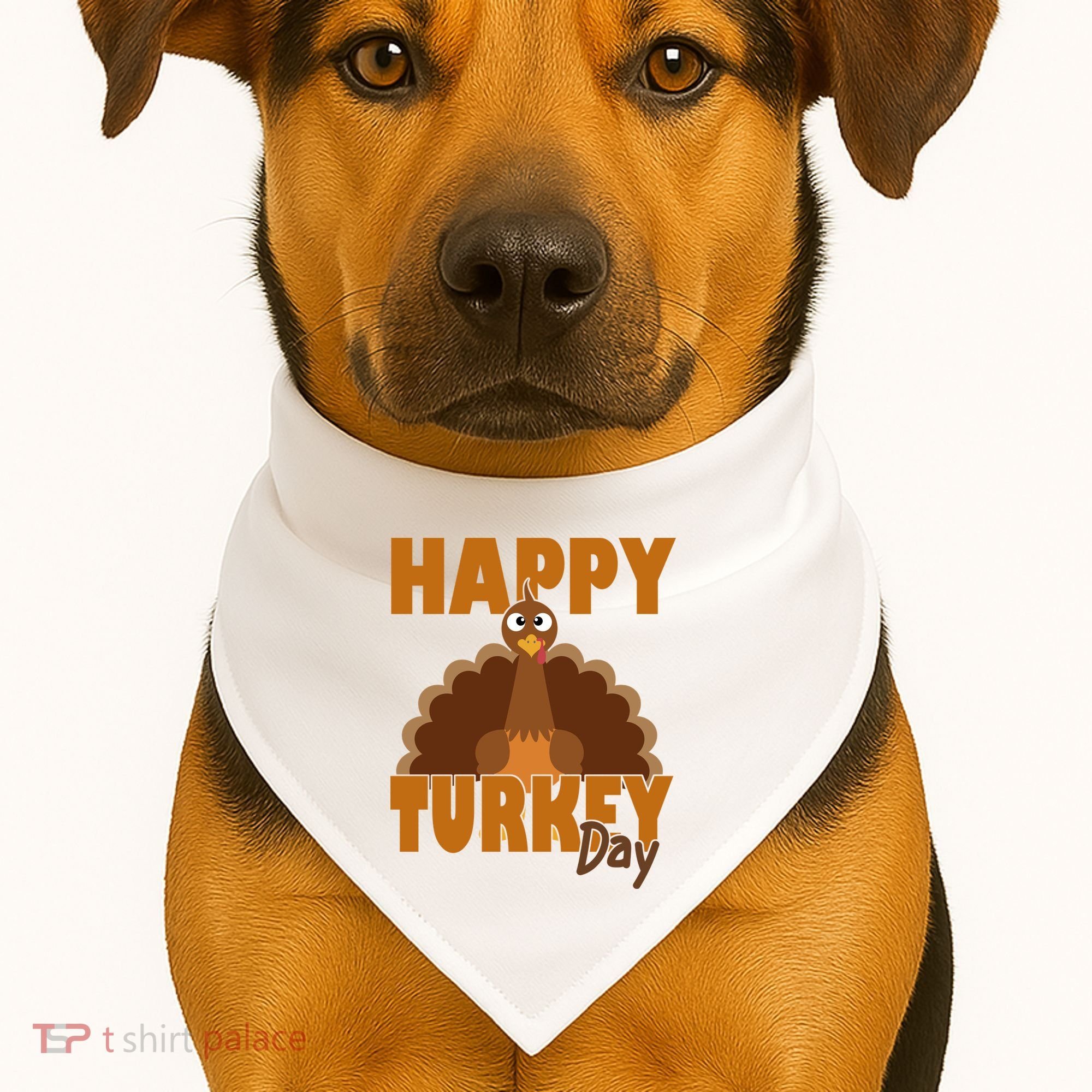Happy Turkey Day Thanksgiving Holiday USA-Made Doggie Bandana