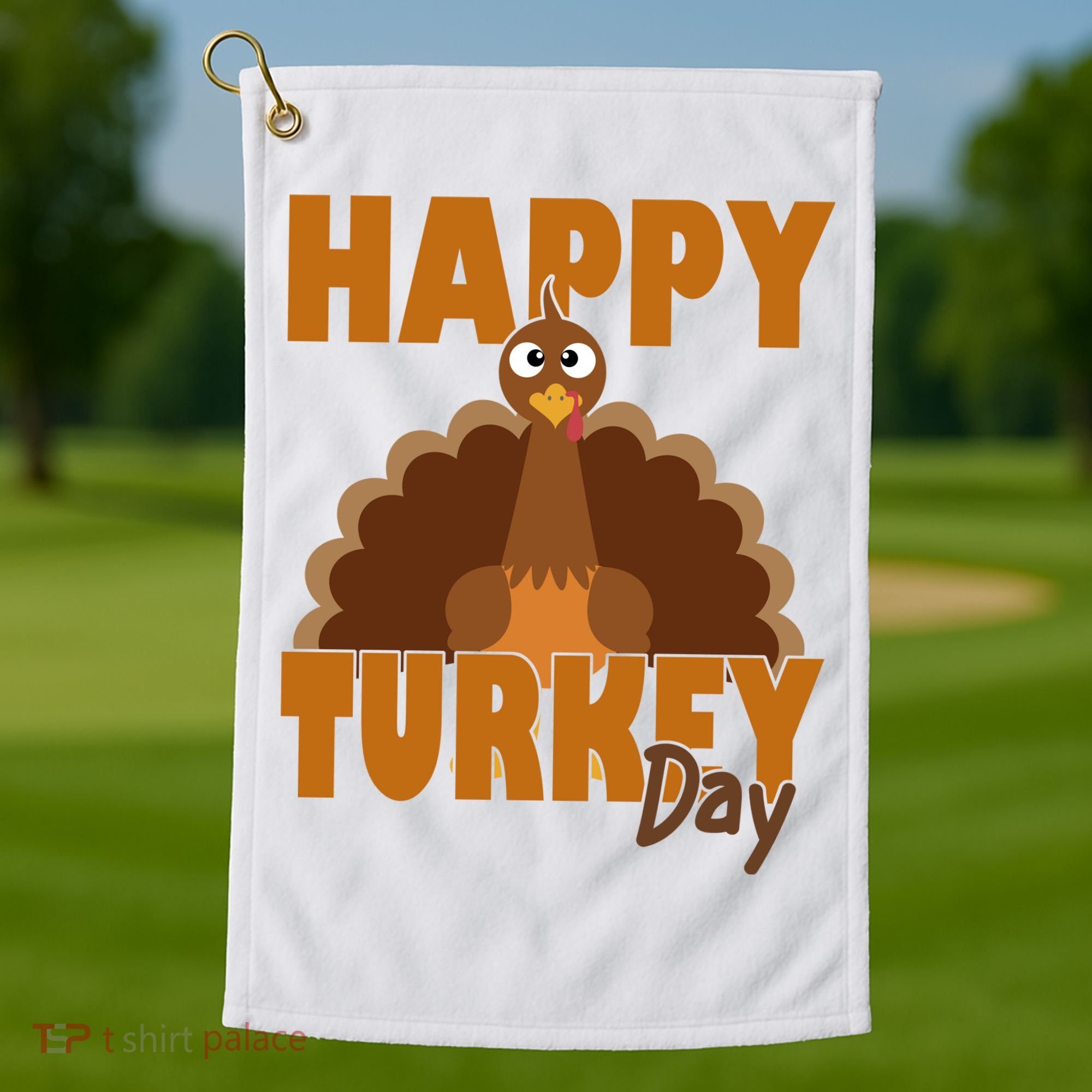 Happy Turkey Day Thanksgiving Holiday Golf Towel