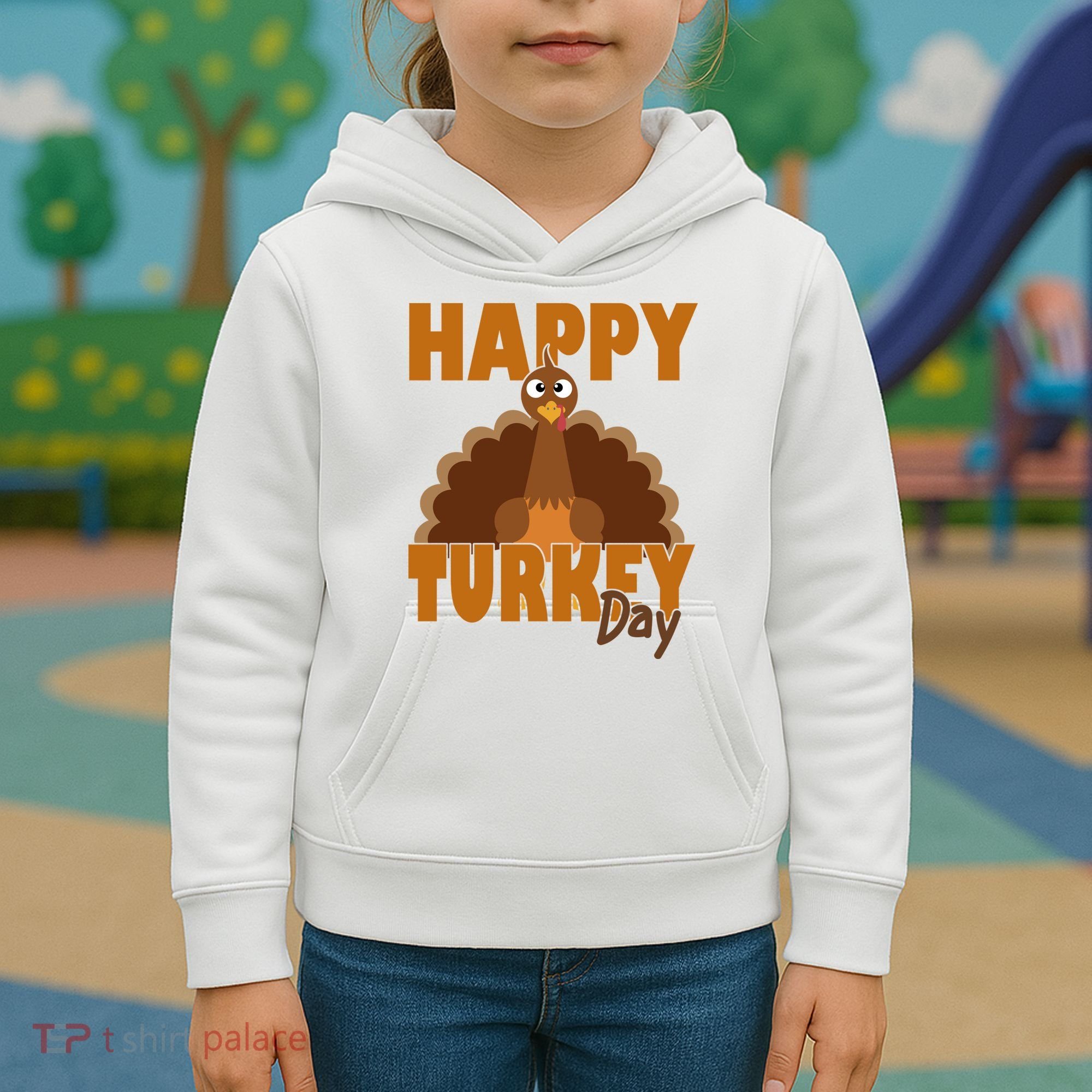 Happy Turkey Day Thanksgiving Holiday Kids Hoodie