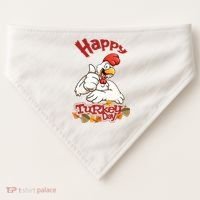 Happy Turkey Day USA-Made Doggie Bandana thumb 0
