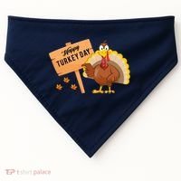 Happy Turkey Day Funny Thanksgiving Family Graphic USA-Made Doggie Bandana thumb 0