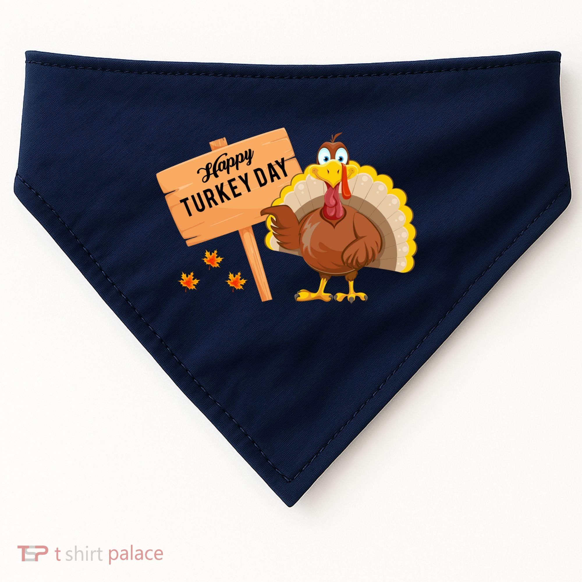 Happy Turkey Day Funny Thanksgiving Family Graphic USA-Made Doggie Bandana