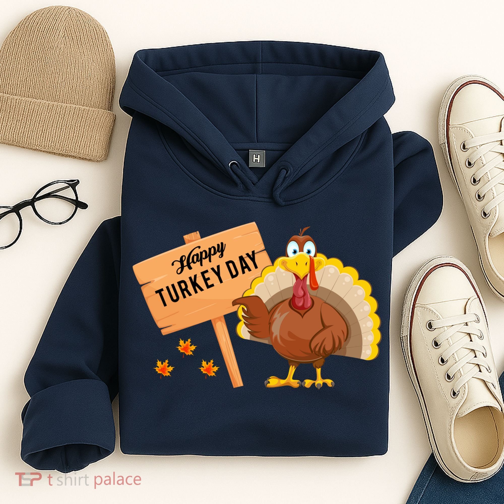 Happy Turkey Day Funny Thanksgiving Family Graphic Hoodie