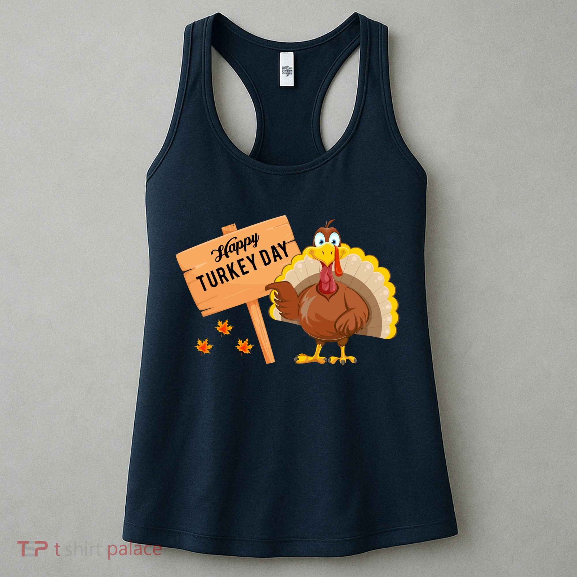Happy Turkey Day Funny Thanksgiving Family Graphic Women's Tank Top