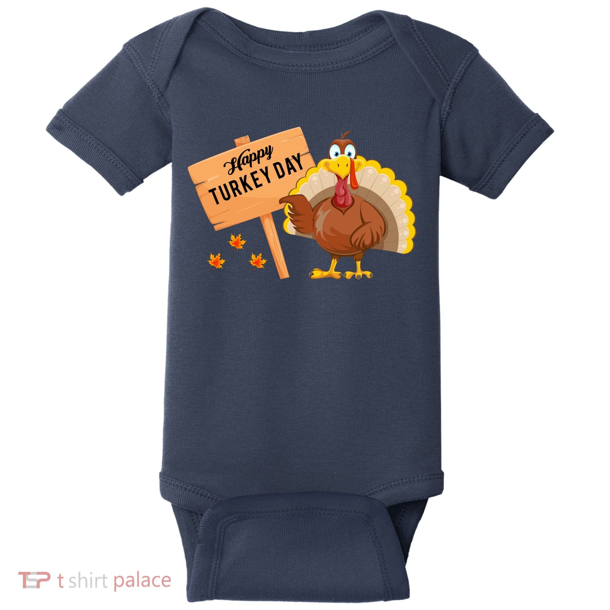 Happy Turkey Day Funny Thanksgiving Family Graphic Baby Bodysuit