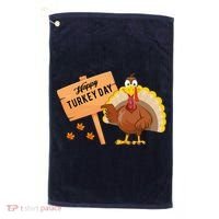 Happy Turkey Day Funny Thanksgiving Family Graphic Golf Towel thumb 0