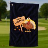 Happy Turkey Day Funny Thanksgiving Family Graphic Golf Towel thumb 1