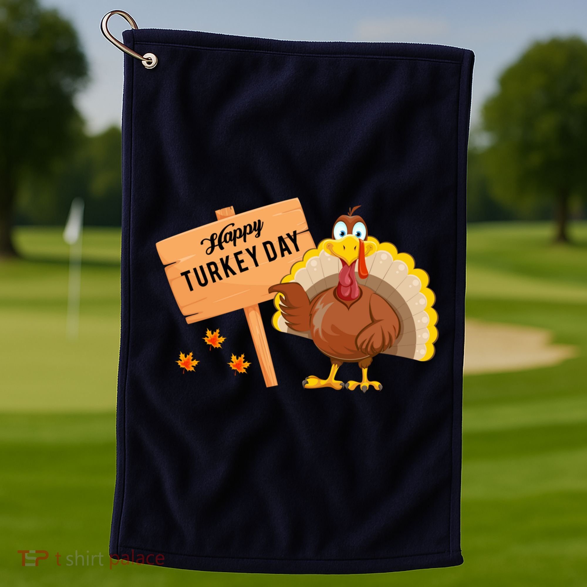 Happy Turkey Day Funny Thanksgiving Family Graphic Golf Towel