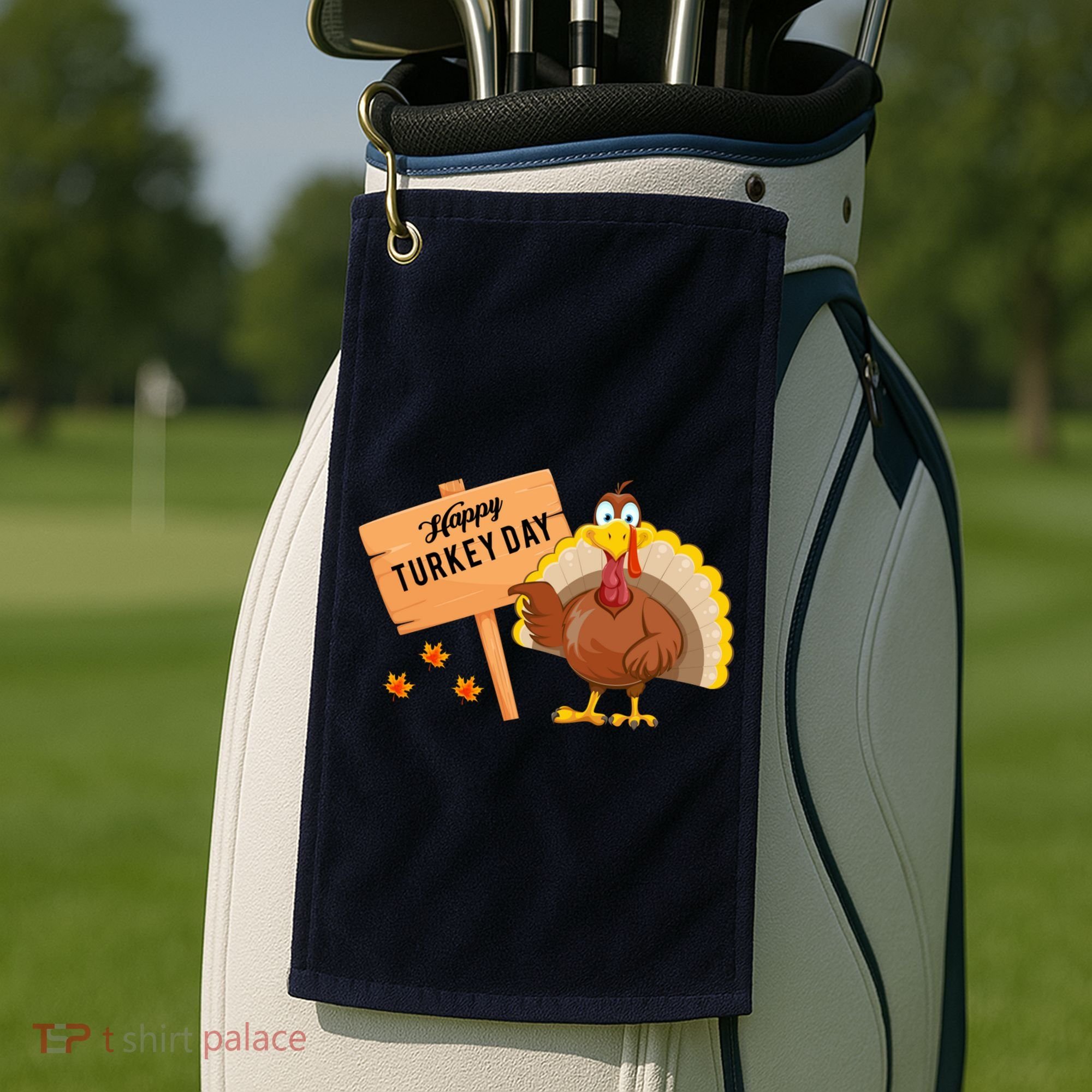 Happy Turkey Day Funny Thanksgiving Family Graphic Golf Towel