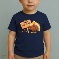 Happy Turkey Day Funny Thanksgiving Family Graphic Toddler T-Shirt thumb 2
