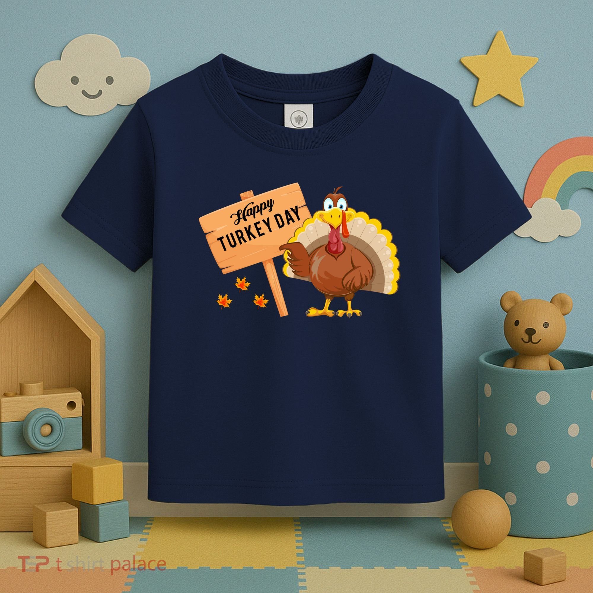 Happy Turkey Day Funny Thanksgiving Family Graphic Toddler T-Shirt