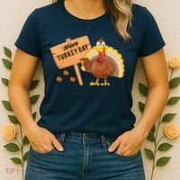 Happy Turkey Day Funny Thanksgiving Family Graphic Women's T-Shirt thumb 2
